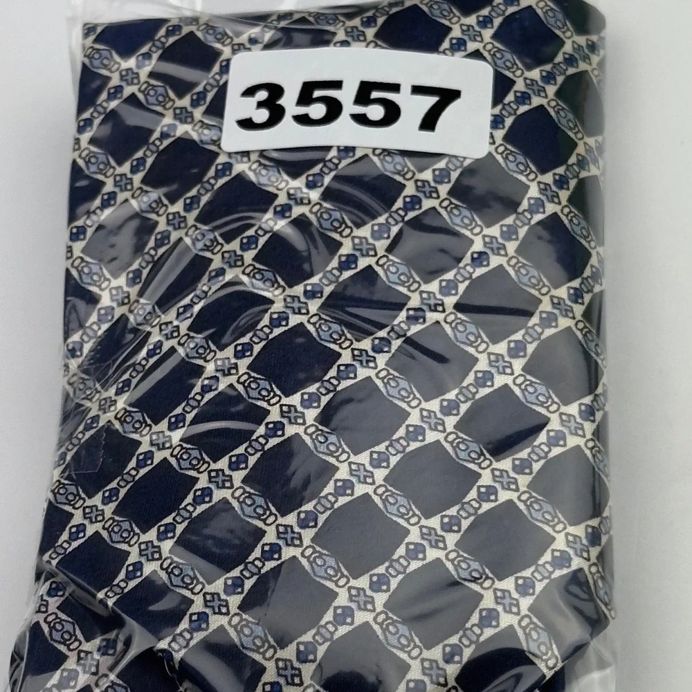 Fosseys Mens Navy Blue Geometric Pattern Polyester Necktie Classic Formal Tie